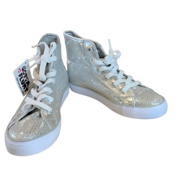 Gotta Flurt. Girls high top glitter Lace-up sneakers size size 2 - Picture 4 of 6